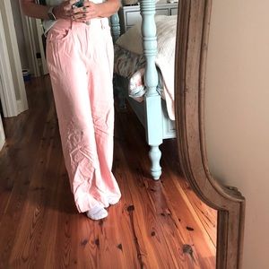 Ann Taylor Loft. High waist pink palazzo jean. Wide leg. Size 4 (27). Runs LARGE